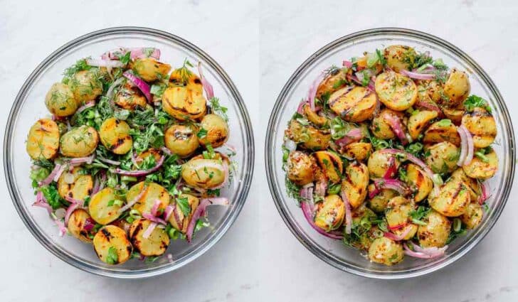 Grilled Potato Salad in bowls