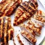 Grilled Rosemary Chicken Breasts on platter