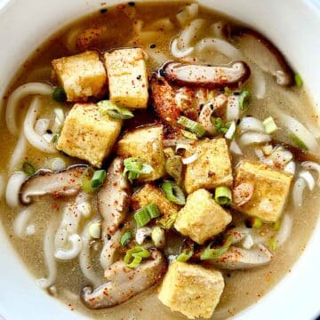 Udon Soup with Tofu and Shiitake foodiecrush.com