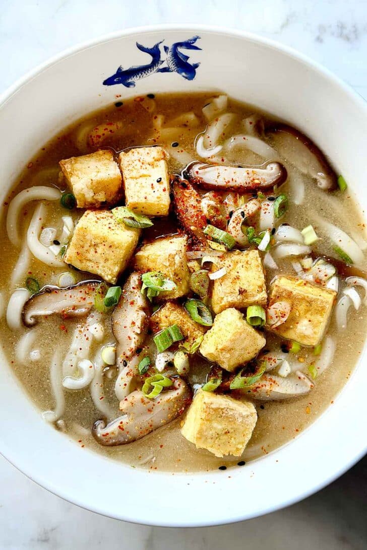 Udon Soup with Tofu and Shiitake foodiecrush.com