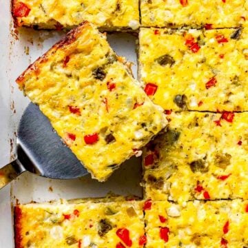 Chile Cheese Egg Bake Casserole in baking dish