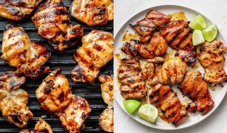Grilled Honey Lime Chicken on grill and on platter