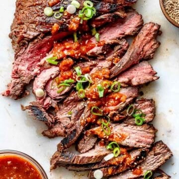 Korean Flank Steak on platter