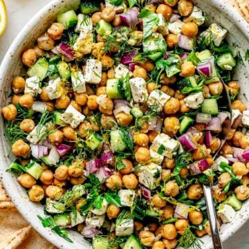 Lemon Chickpea Cucumber Salad recipe in bowl