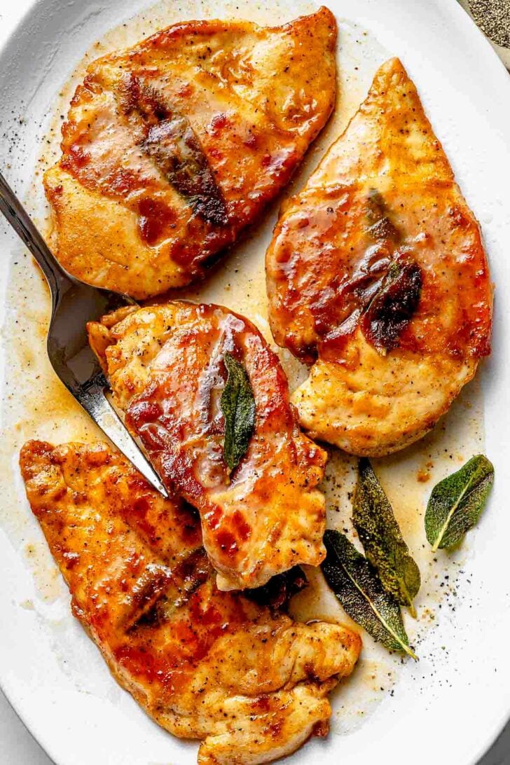 Chiicken Saltimbocca recipe on platter