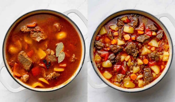 Hungarian Goulash recipe cooking in pot